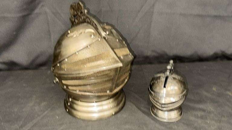Helmet-Shaped Novelty Decanter Set with Shot Glasses and Helmet Bank