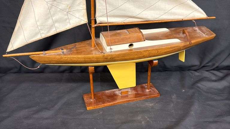 Model Sailboat, Wooden and Fabric Construction.