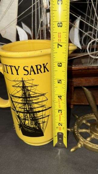 Nautical Decor Collection with Model Ship, Cutty Sark Mug, Lighthouse Figurines