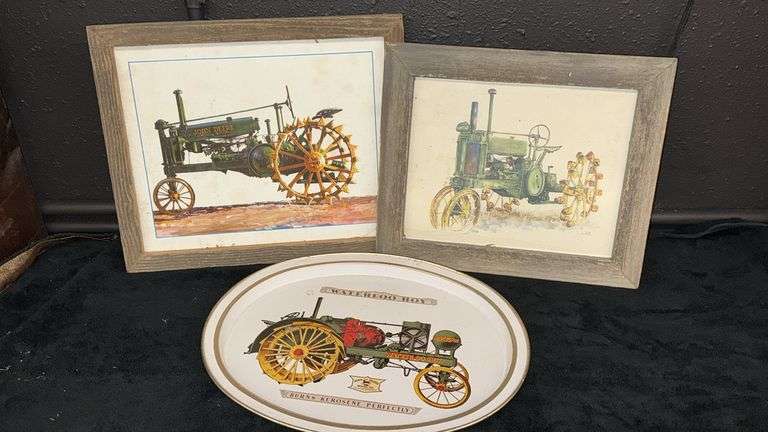 Vintage Waterloo Boy Collectible Plate and John Deere Framed Prints