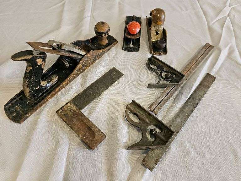 Vintage Stanley & Other Hand Planes & Combination Squares, Cast Iron & Wood