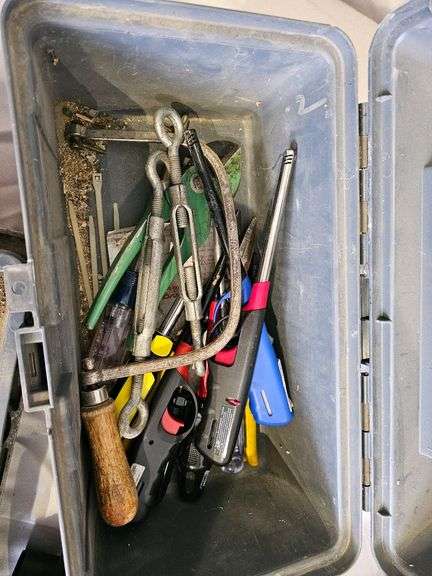 Plano Toolbox with Assorted Tools, Pruning Shears, Screwdrivers, Level