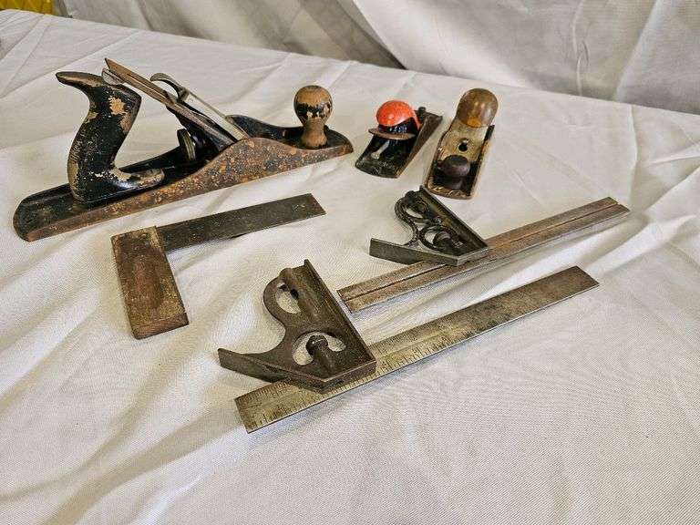 Vintage Stanley & Other Hand Planes & Combination Squares, Cast Iron & Wood