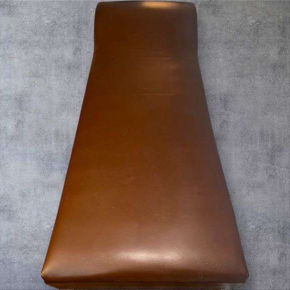 Brown Leather 6' Long Recovery Couch with Wood Legs