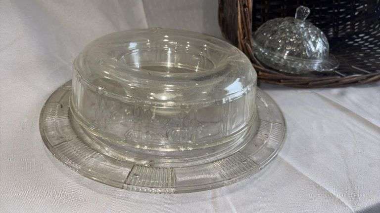 Glass Serving Dish Set, Diamond-Cut & Floral Patterns, Clear