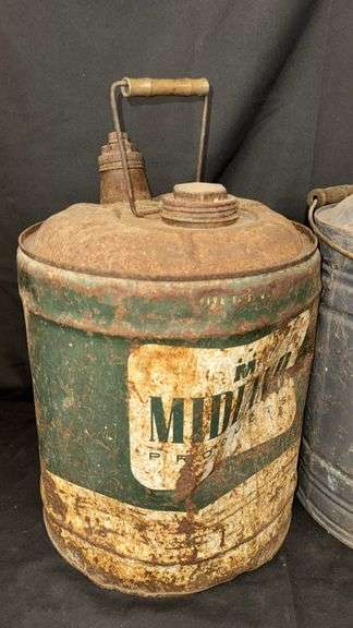 Vintage MIDWAY Metal Gas Can, 5 Gallon
