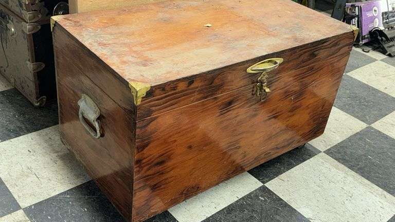 Sousa Wooden Storage Chest, Metal Latch and Handles