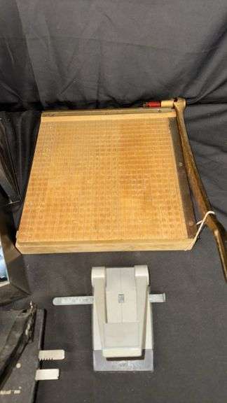 Office Equipment Set with Metal Storage Box and Paper Cutter