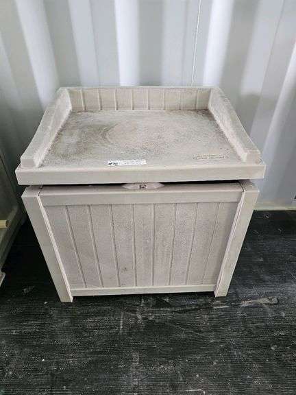 Suncast Outdoor Storage Box, 22" x 17" x 23", Plastic, Beige