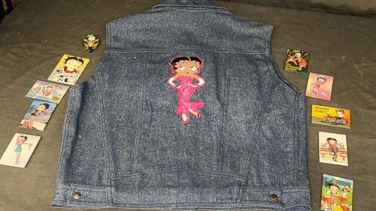 Denim Vest with Betty Boop Collectible Magnets and Pin