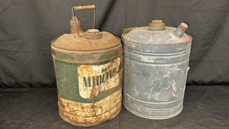 Vintage MIDWAY Metal Gas Can, 5 Gallon