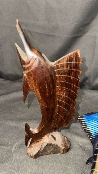 Decorative Swordfish and Sailfish Figurines, Wood and Metal.