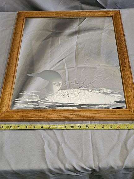 Framed Etched Mirror, Loon Design, 18x24 inches