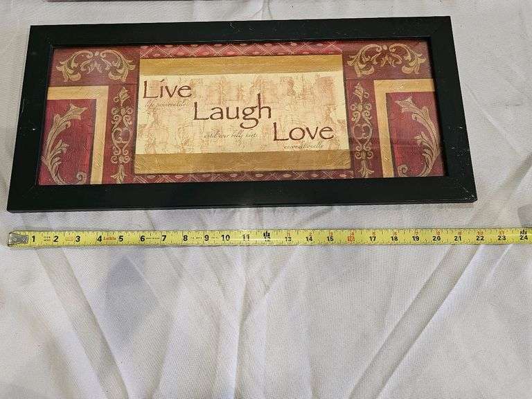 Framed Embroidery House and 'Live Laugh Love' Print Artwork
