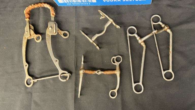 Equestrian Horse Bits and Leather Reins Set, Various Styles