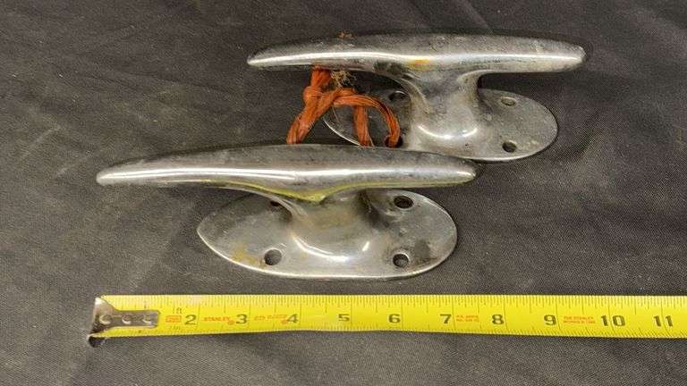 Stainless Steel Boat Cleats, Polished Finish, Set of Two