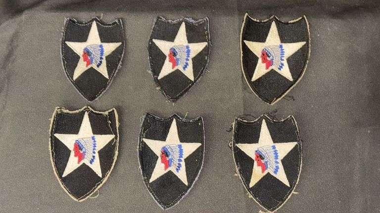 WWII Era 2nd Infantry Division Military Patches, Embroidered Fabric.
