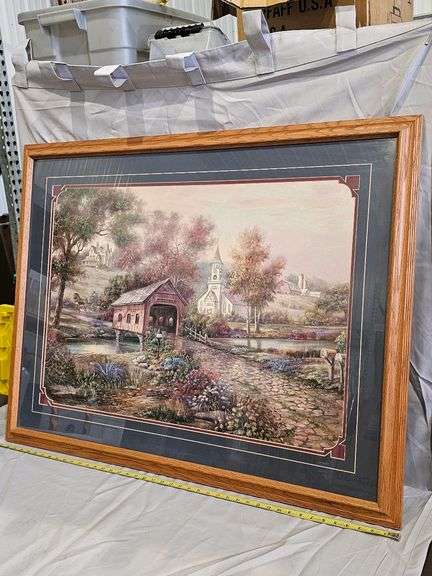 Framed Artwork by Thomas Kinkade "Country Living," Wood Frame