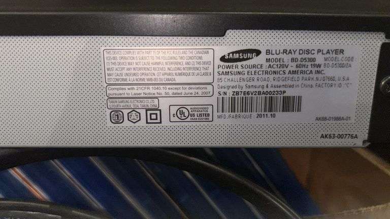 Samsung BD-JM59/ZA Blu-ray Disc Player with Movie Collection, Serial: Z6ZB11EB200923R
