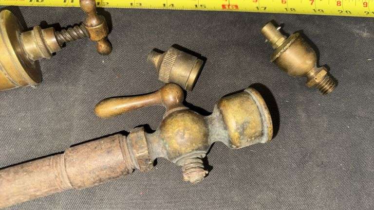 Antique Brass Steam Engine Parts, Cylinders, Valves, Nozzles, Connectors
