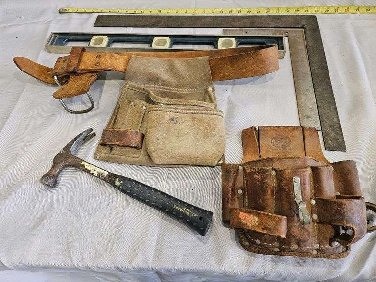 Carpenter's Tool Set with Eastwing Hammer, Leather Tool Belt, Square, and Level
