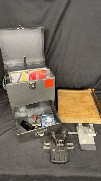 Office Equipment Set with Metal Storage Box and Paper Cutter