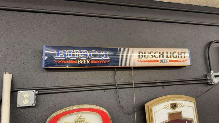 Busch Lighted Beer Sign, Wall Mount, Approx. 36 Inches Wide