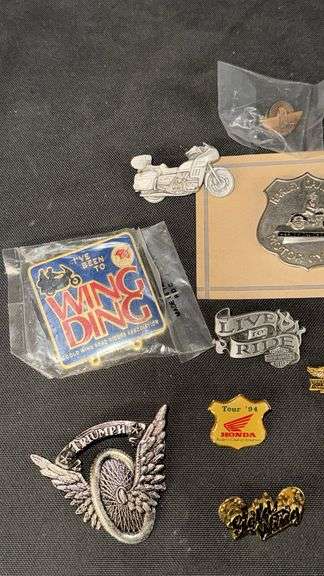 Harley Davidson & Honda Motorcycle Pins and Badges Collection