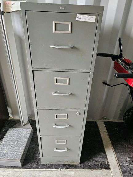 4-Drawer Gray Metal Filing Cabinet, 52"x18"x15"