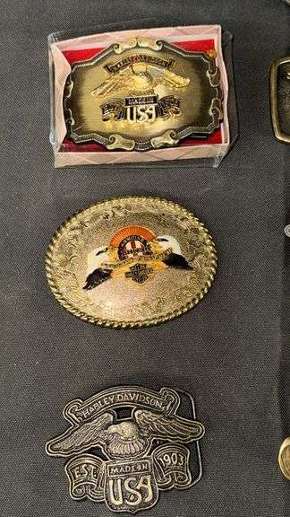 Harley-Davidson Belt Buckles, Motorcycle and Eagle Themes, Baron Buckles