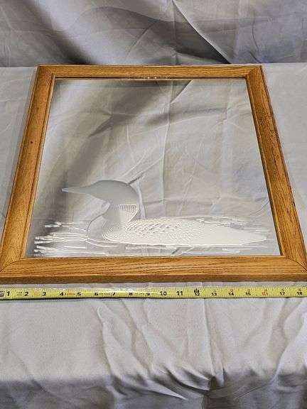 Framed Etched Mirror, Loon Design, 18x24 inches
