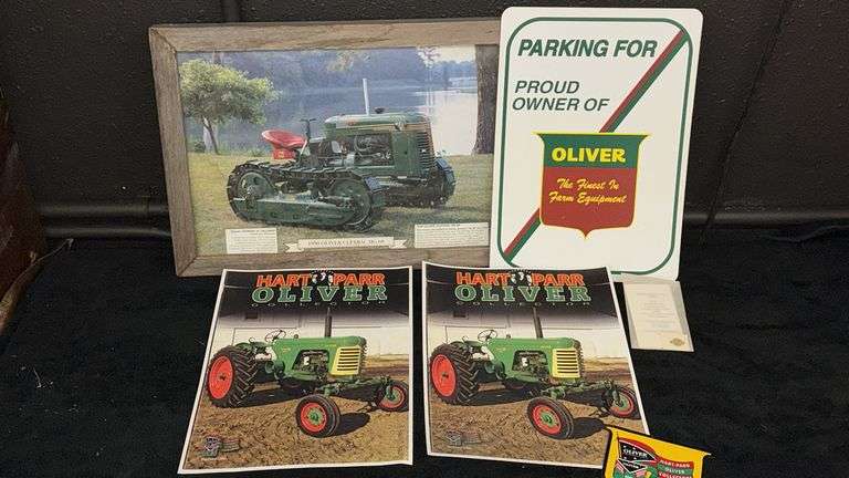 Oliver Collectible Memorabilia Set, Includes Sign and Hart-Parr Brochures