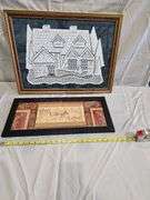 Framed Embroidery House and 'Live Laugh Love' Print Artwork
