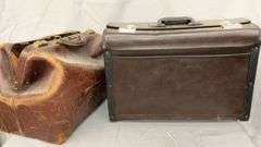 Leather Briefcase, Brown, 19x8x13 in, Buckle and Clasp Closure, Multiple Compartments
