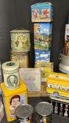 Vintage Tin Containers Collection - Various Designs & Brands, Mid-20th Century