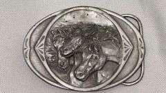 Vintage Wells Fargo & Co Belt Buckle Set, Texas Ranger, Longhorn
