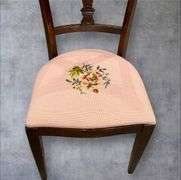 Traditional Wooden Chair with Embroidered Fabric Seat