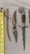 Decorative Dagger Style Letter Openers Set with Brass Tray