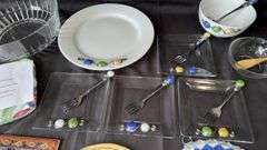Glass & Ceramic Tableware, Colorful Bead Accents