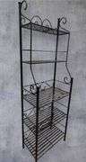 Black Metal Baker's Rack, 4 Shelves, 72"x24"x13", Decorative Scrollwork