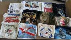 Vintage New or Lightly Used T-Shirt Collection with Unique Graphic Prints, Including Speed Racer & T