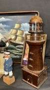Nautical Decor Collection with Model Ship, Cutty Sark Mug, Lighthouse Figurines