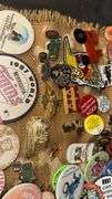 Collection of 60+ Vintage Pinback Buttons and Badges, Various Themes