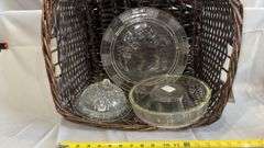Glass Serving Dish Set, Diamond-Cut & Floral Patterns, Clear