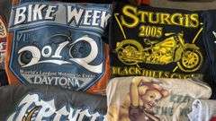New or Lightly Used Harley-Davidson, Indian & Sturgis T-Shirts, 75th Anniversary, Multiple Sizes