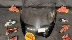 1984 Yamaha RZ-350 Motorcycle Windshield, Original Kenny Roberts. Includes toy motorcycles Metal and