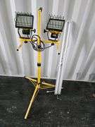 Dual Halogen Portable Work Light Set with Adjustable Tripod Stand