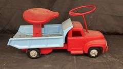 Buddy L Vintage Red and Blue Metal Dump Truck, USA, 20 x 7Â½ x 10 inches