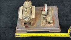 Vintage Model Steam Engine with Red Flywheel and Boiler