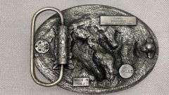 Vintage Wells Fargo & Co Belt Buckle Set, Texas Ranger, Longhorn